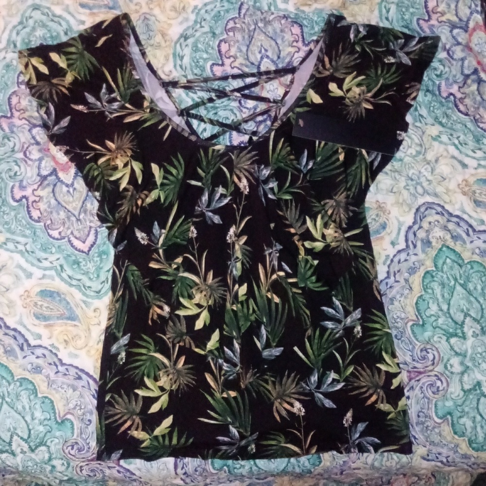 Tropical Blouse w/ hanging collar 2 for $24